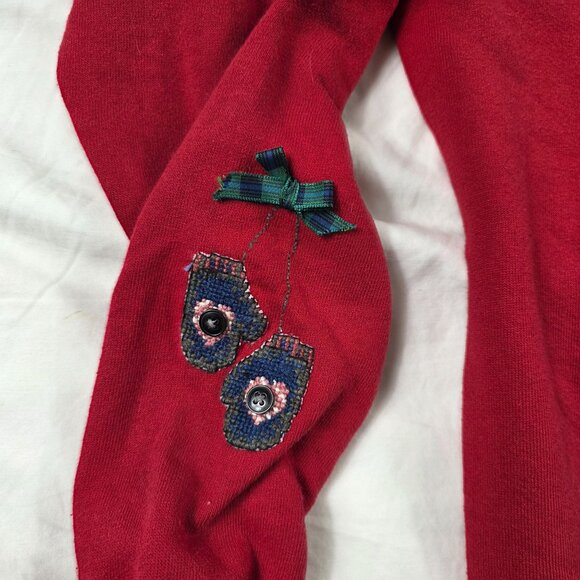 Vintage Jerzees XL Adults Red Snowman Tree Holiday Sweatshirt Christmas Sweater - Picture 4 of 9